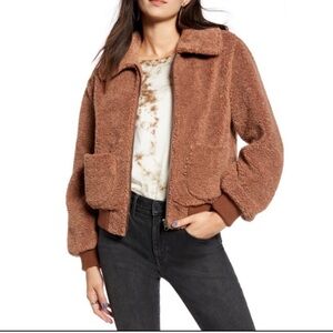 Treasure & Bond Brown Faux Shearling Teddy Jacket